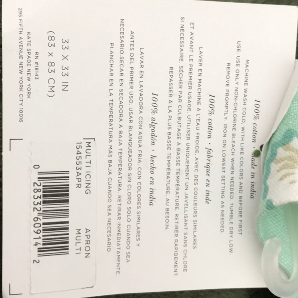 Kate Spade Apron with Measurements - Picture 6 of 7